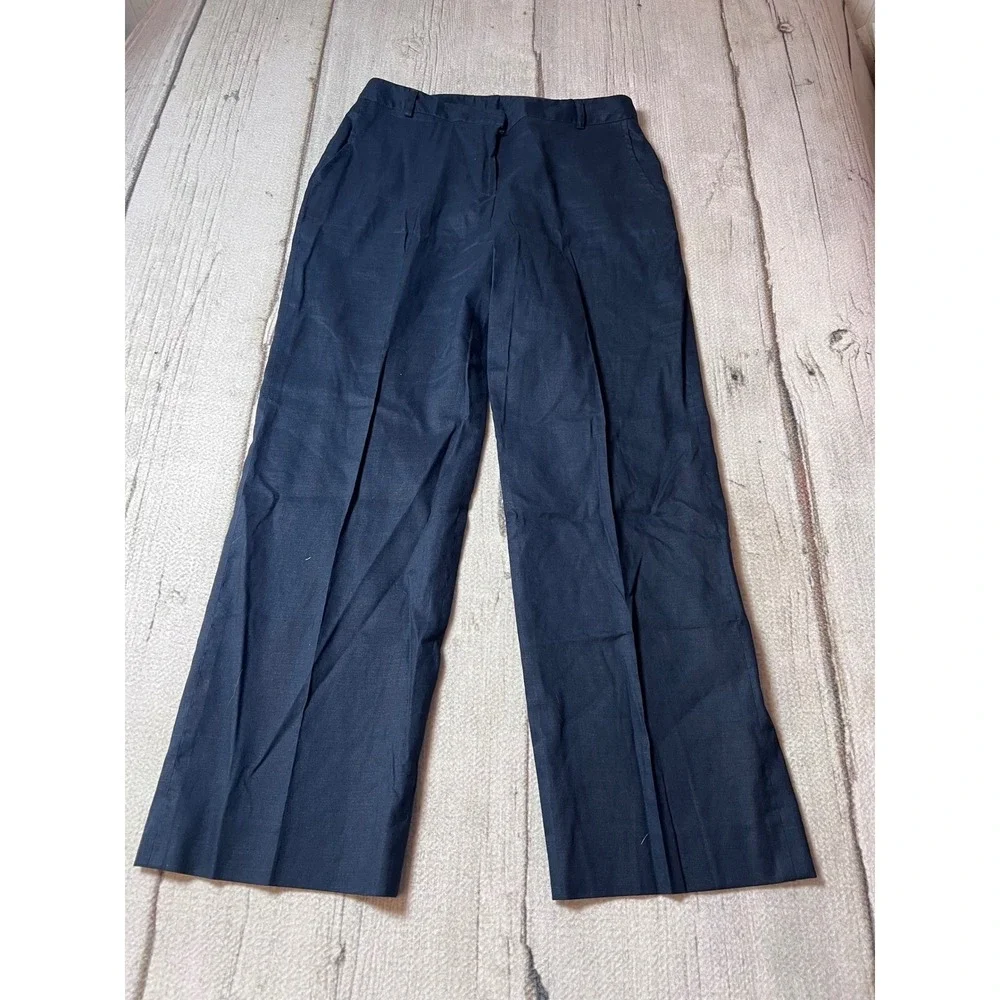 Lauren Ralph Lauren Pant Suit‎ Women 10 Navy Blue Linen Blend Blazer Trousers